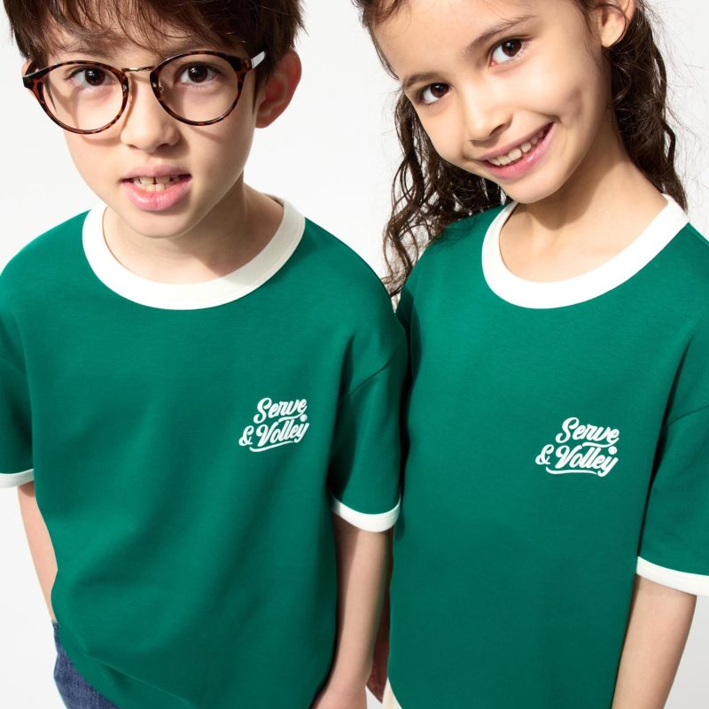 Детская футболка с круглым вырезом, хлопок и AIRism, с принтом