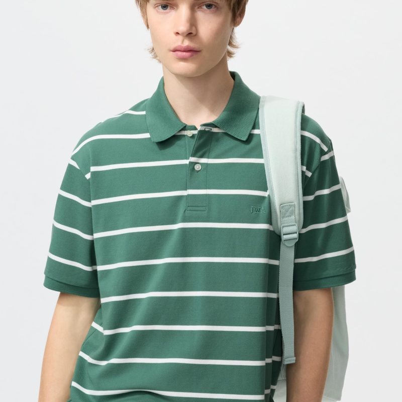 Поло из сухой ткани с полосками (широкий крой)