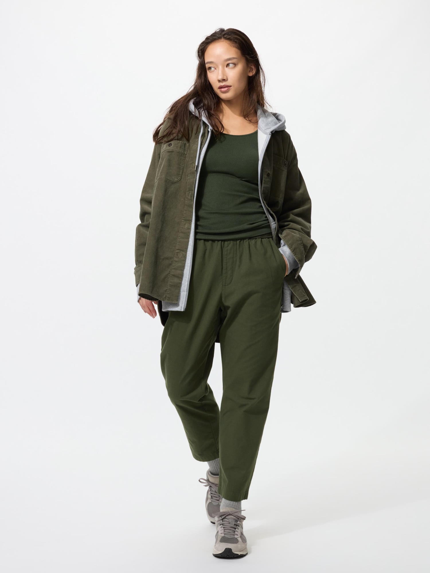 Хлопковые укороченные брюки свободного кроя (длина штанин 61~63 см)