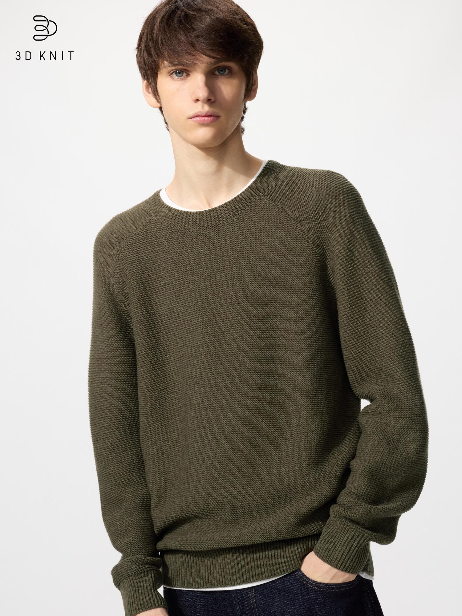 Свободный свитер с круглым вырезом из 3D-трикотажа, подходит для стирки