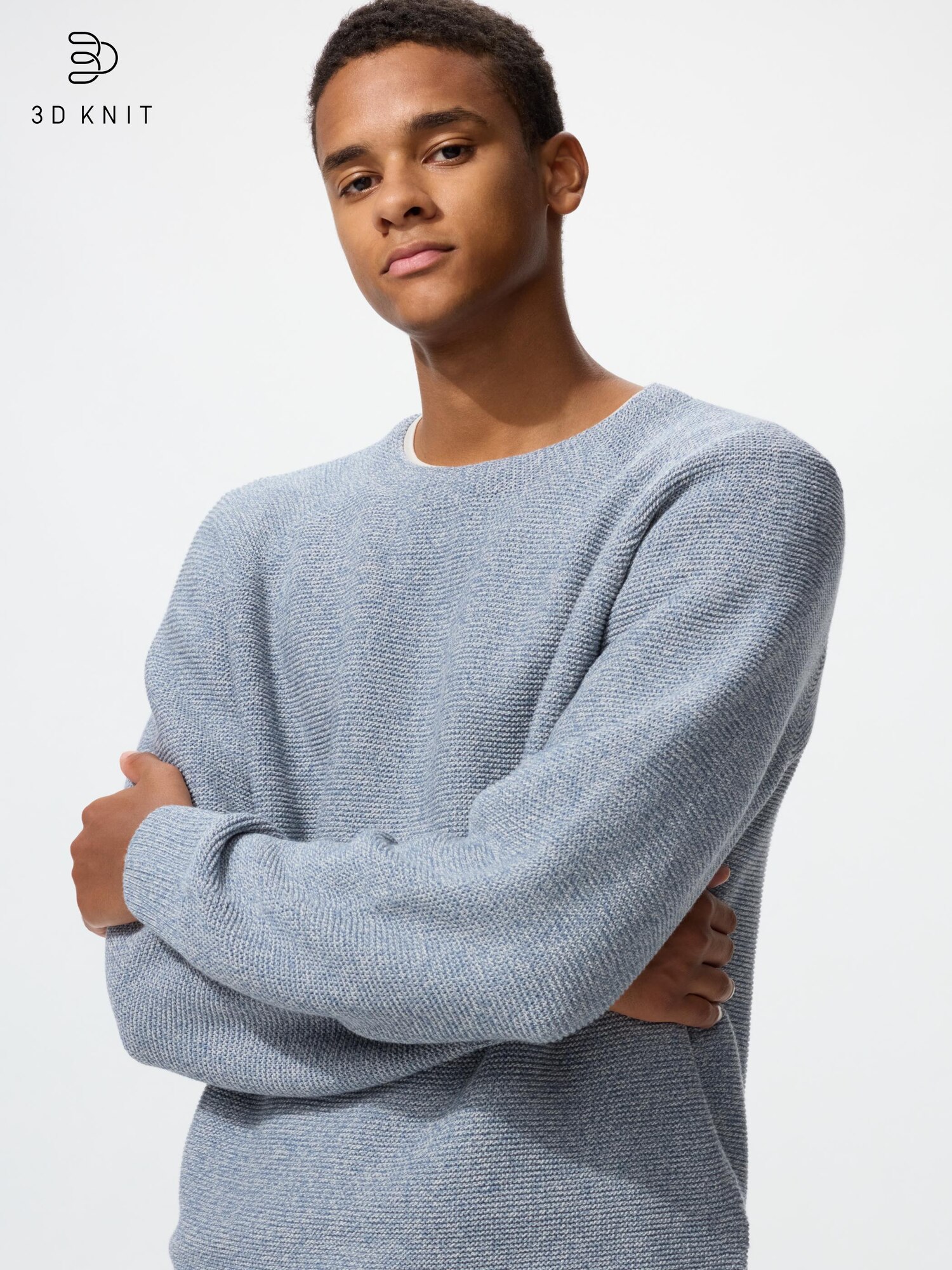 Свободный свитер с круглым вырезом из 3D-трикотажа, подходит для стирки