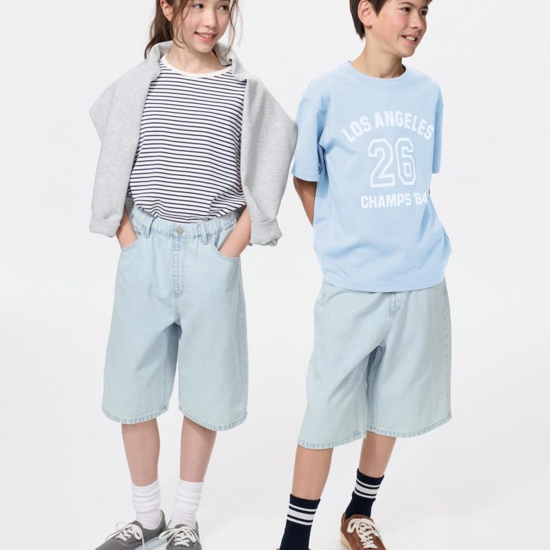 Детские багги-джинсы, укороченные шорты