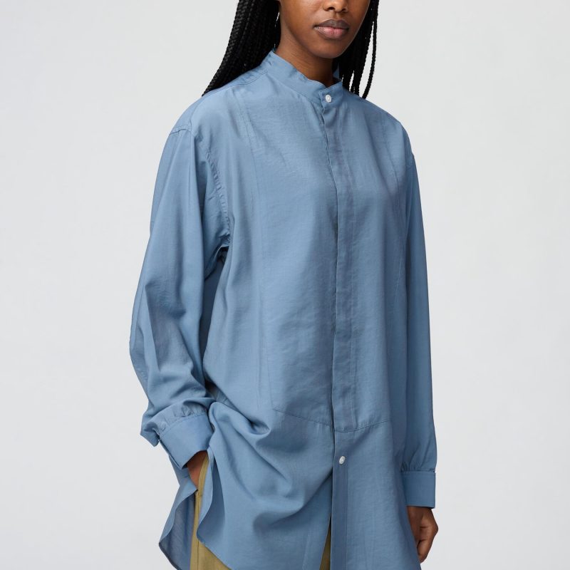 Рубашка с воротником-стойкой