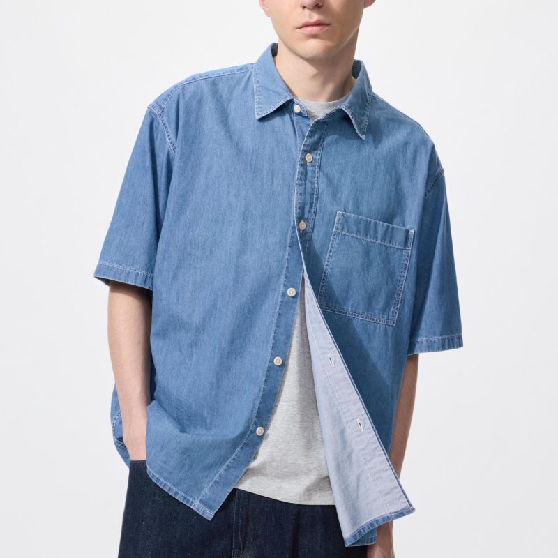 Джинсовая рубашка (с коротким рукавом)