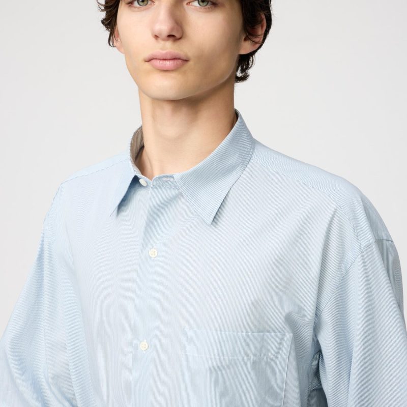 Широкая рубашка оверсайз из грубой ткани (с полосками)