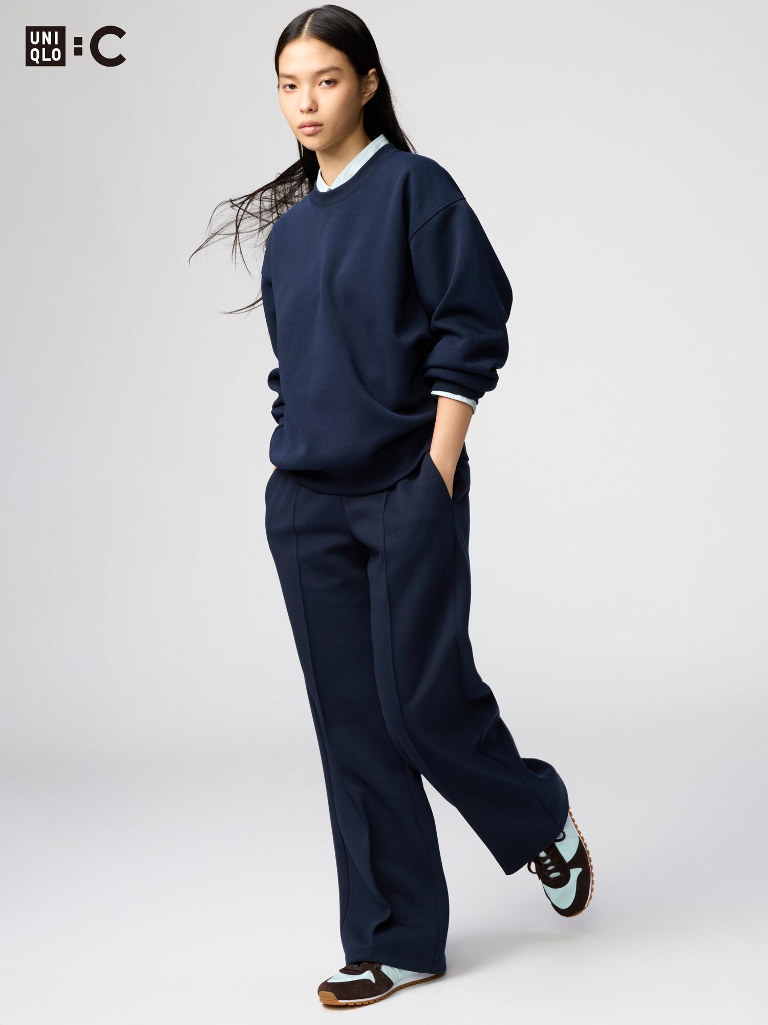 Свитшотные прямые брюки (длина ноги 74–77 см, удлинённые)