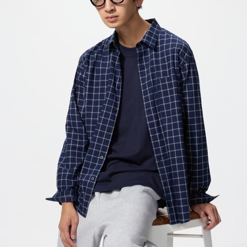 Рубашка из грубой ткани (с длинными рукавами, с обычным воротником), клетка B