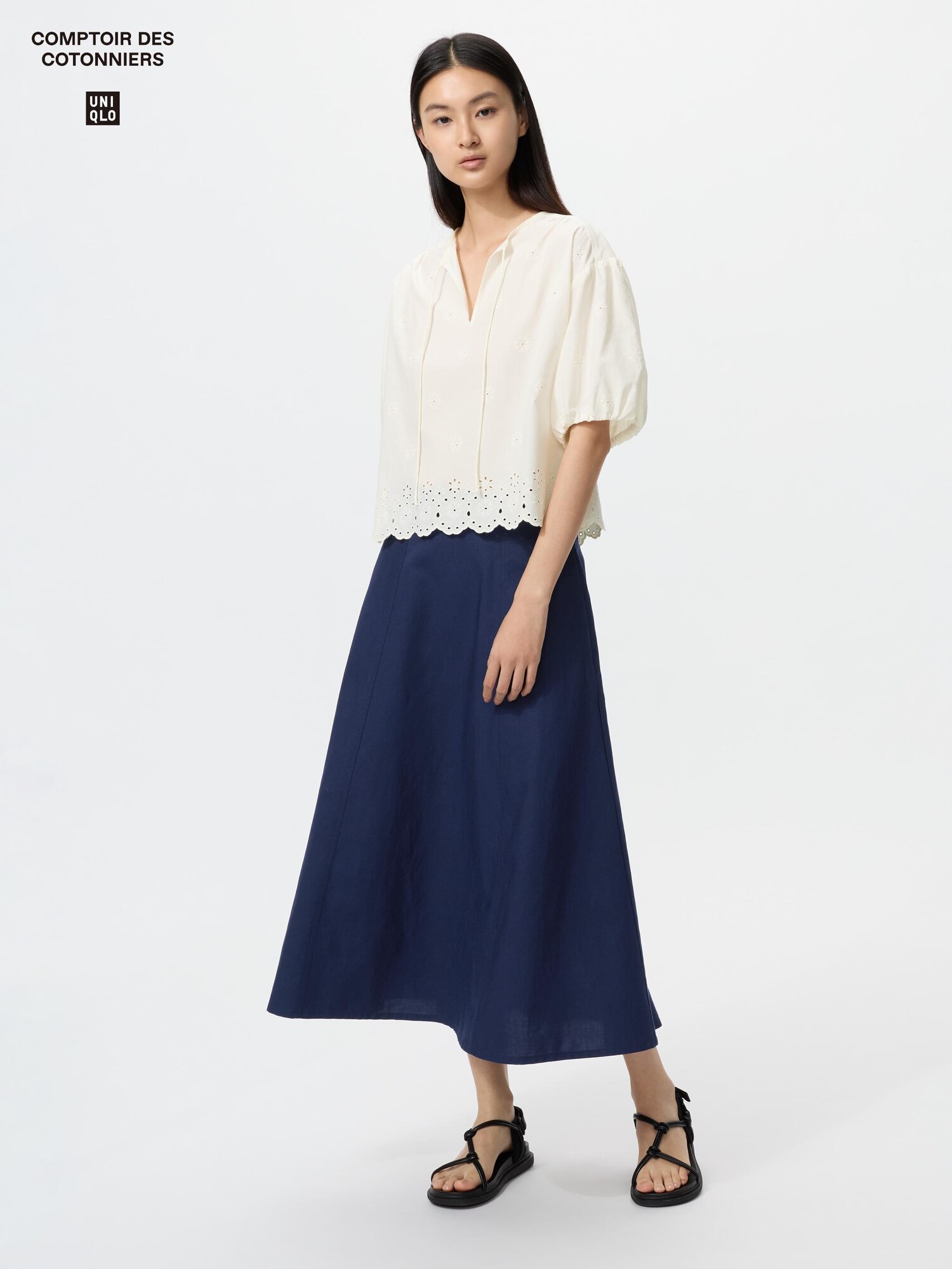 리넨블렌드플레어스커트