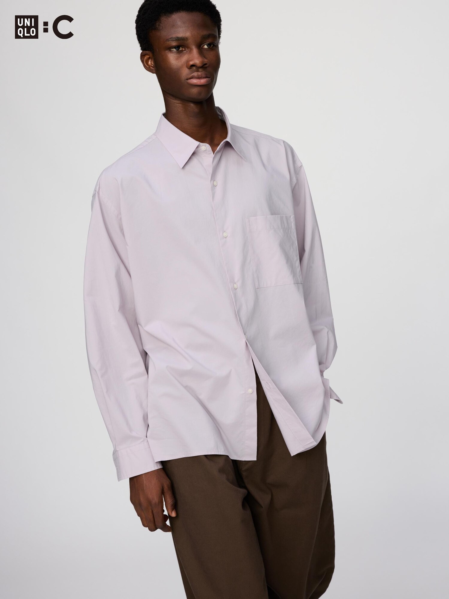 Широкая рубашка оверсайз из грубой ткани (с длинными рукавами)