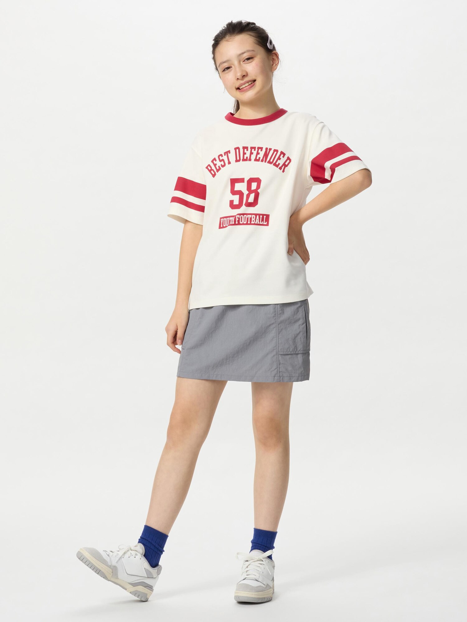 Детская футболка с круглым вырезом из хлопка AIRism с графическим принтом (линии)