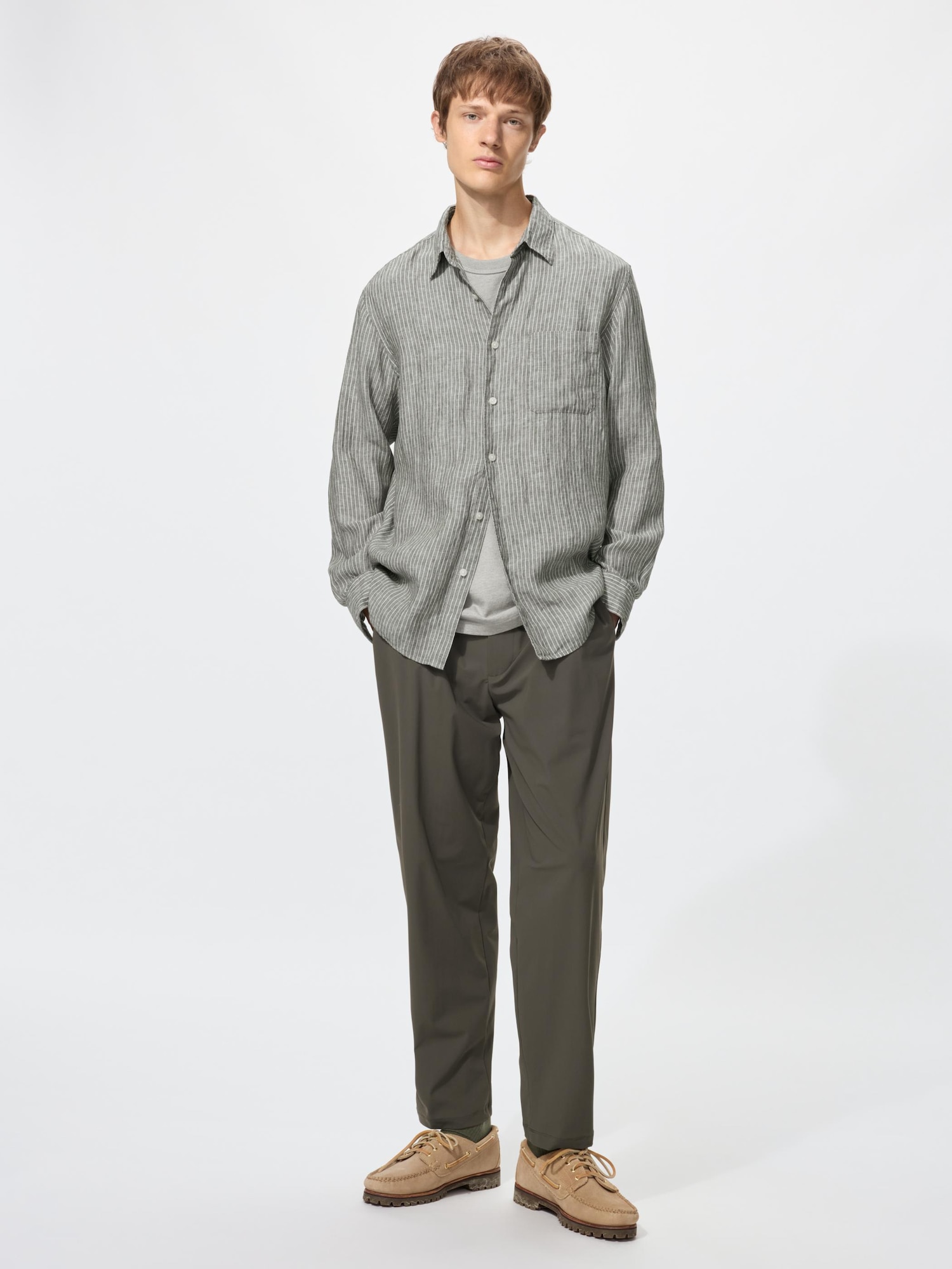 Рубашка из премиального льна (с длинным рукавом) в полоску B