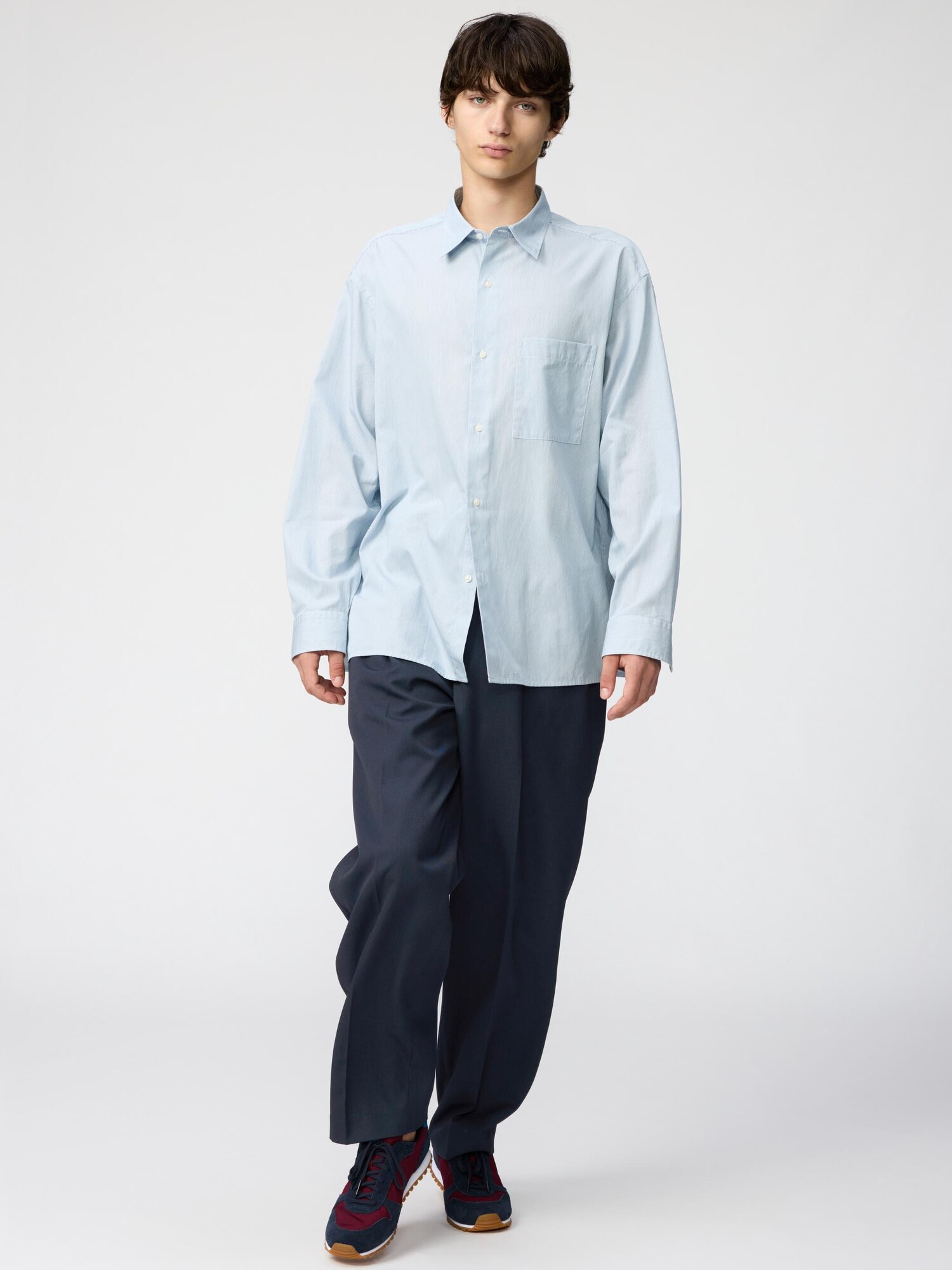 Широкая рубашка оверсайз из грубой ткани (с полосками)