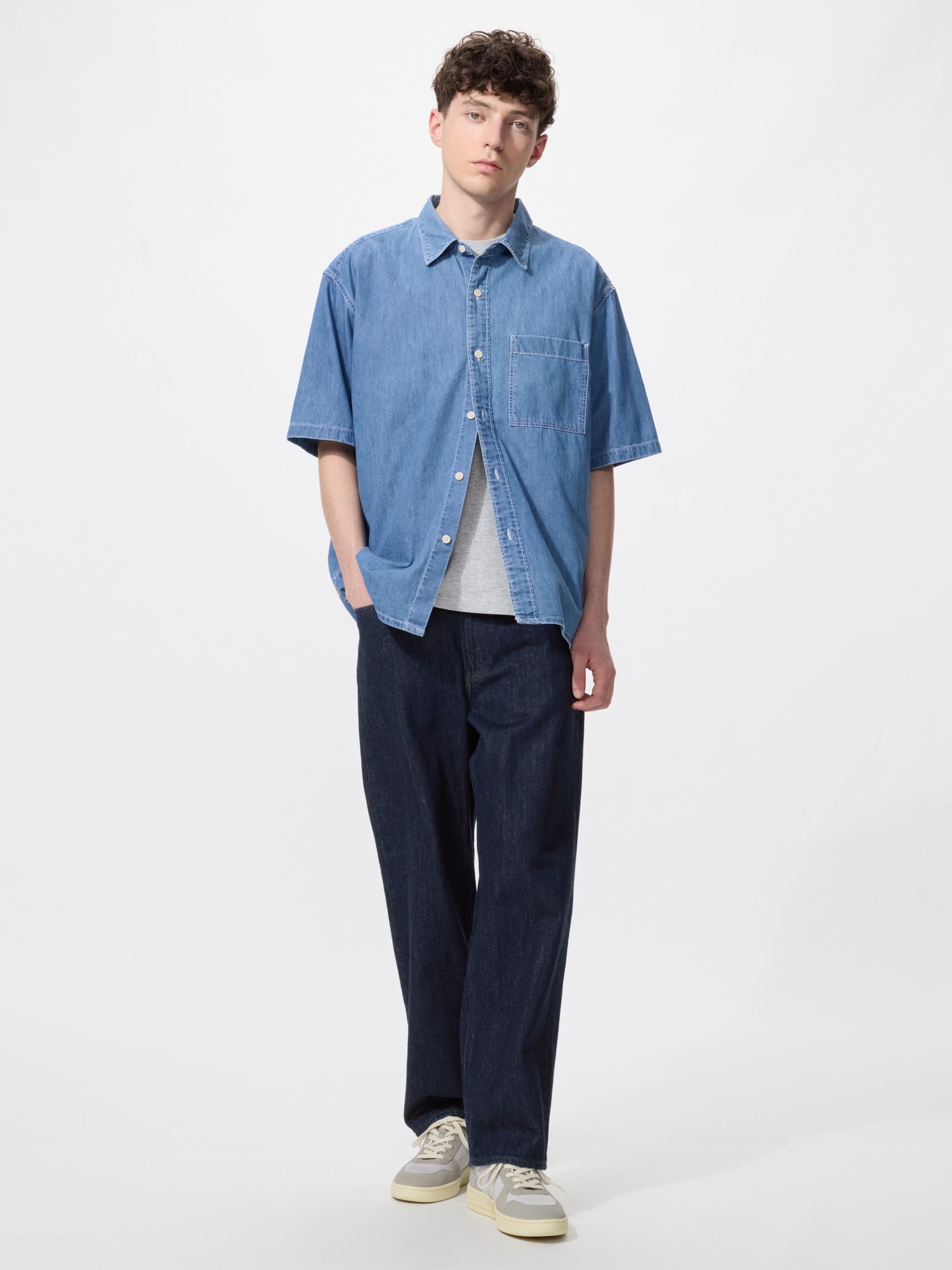 Джинсовая рубашка (с коротким рукавом)