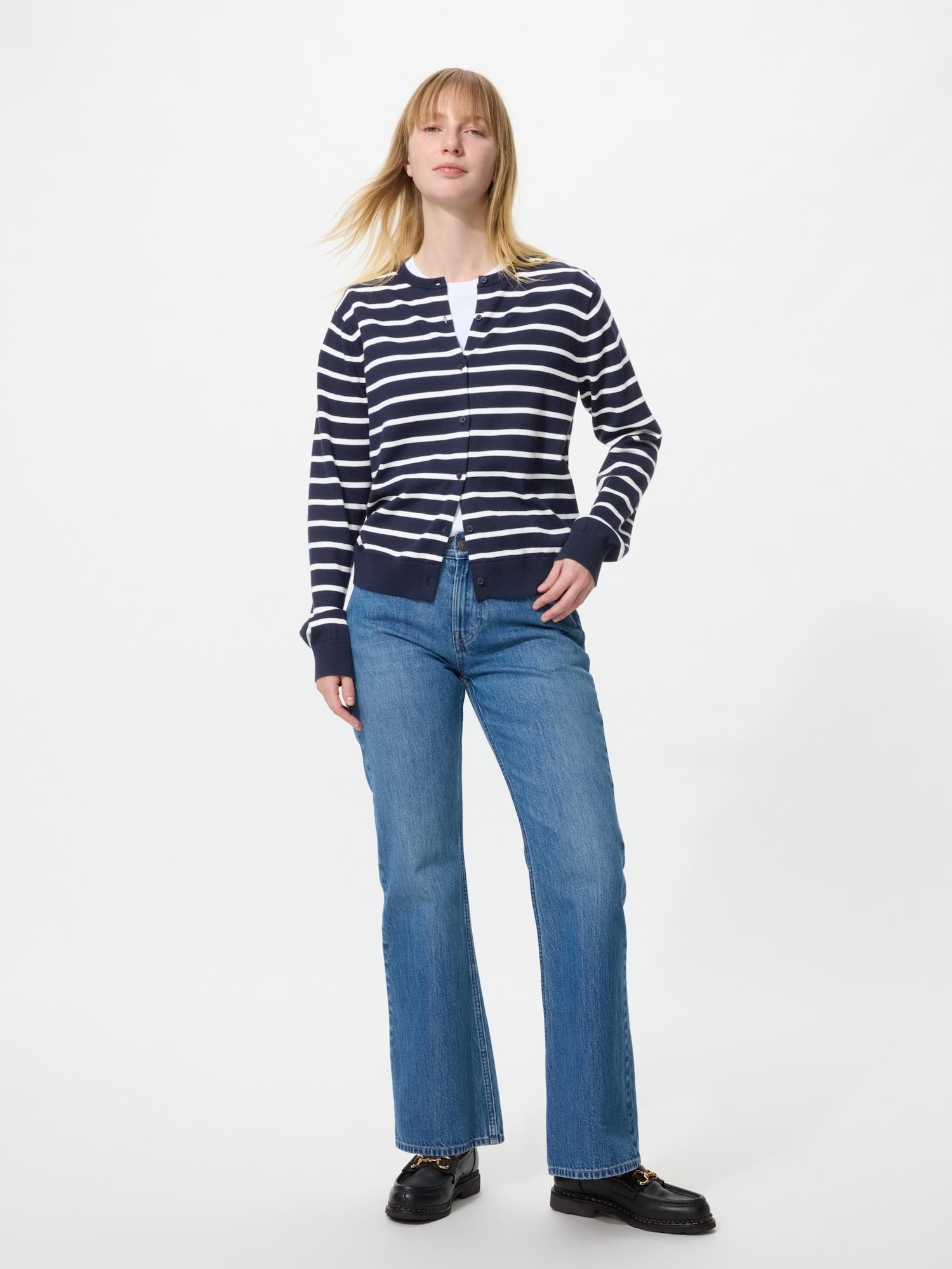 Круглый вязаный кардиган с УФ-защитой (в полоску)