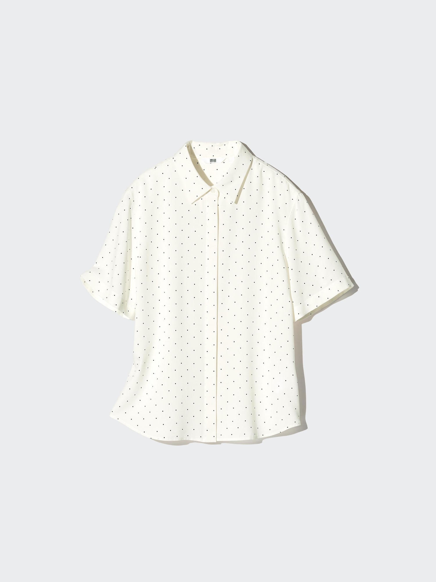 Блузка из вискозы с короткими рукавами, в горошек