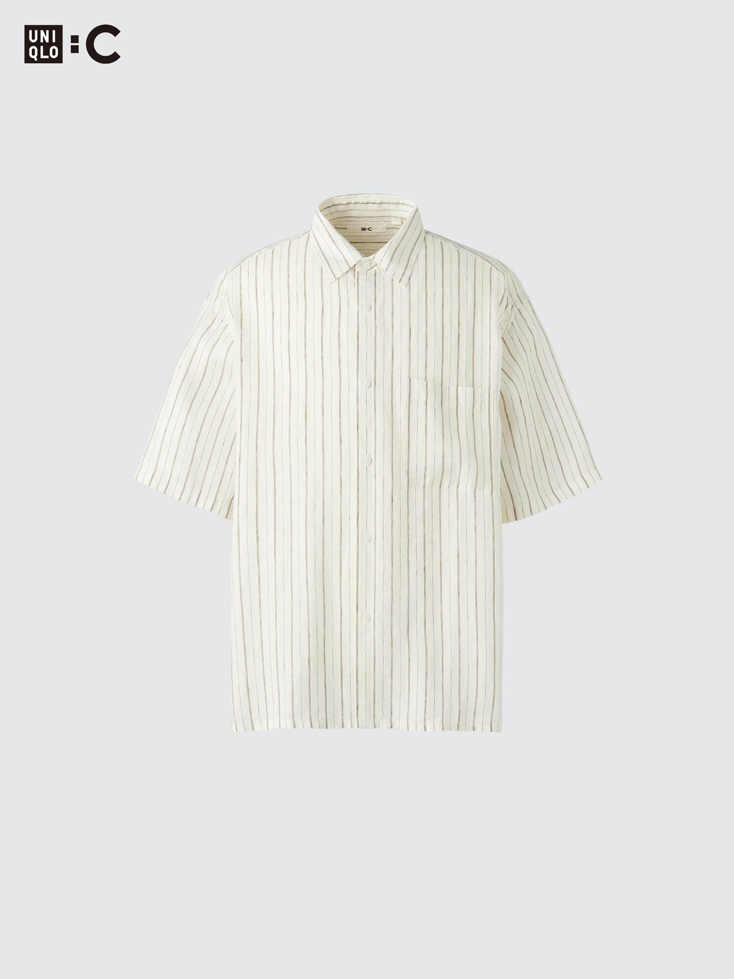 Премиум-рубашка оверсайз из льна (с коротким рукавом) в полоску