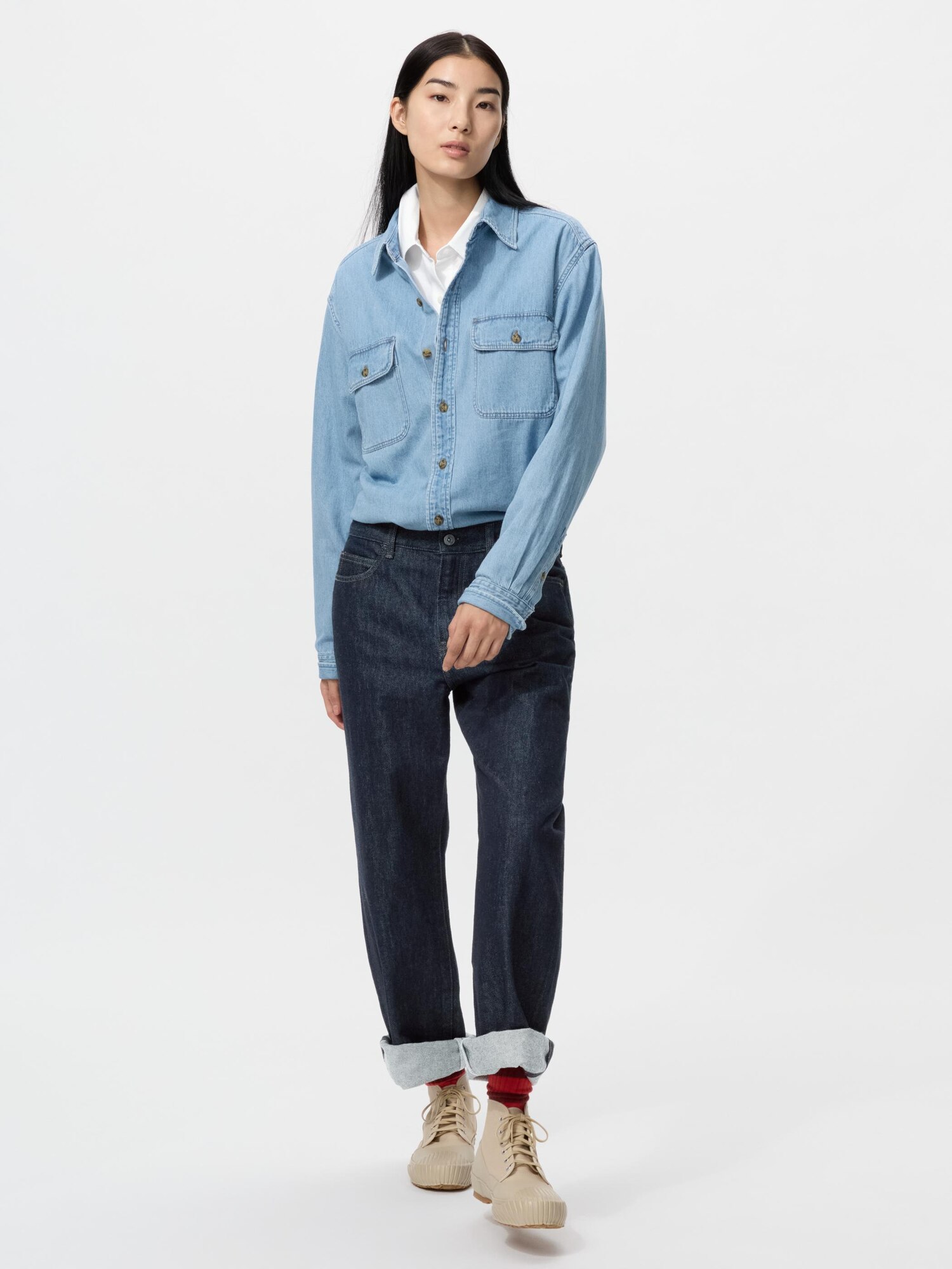 Джинсовая рубашка (с длинным рукавом)