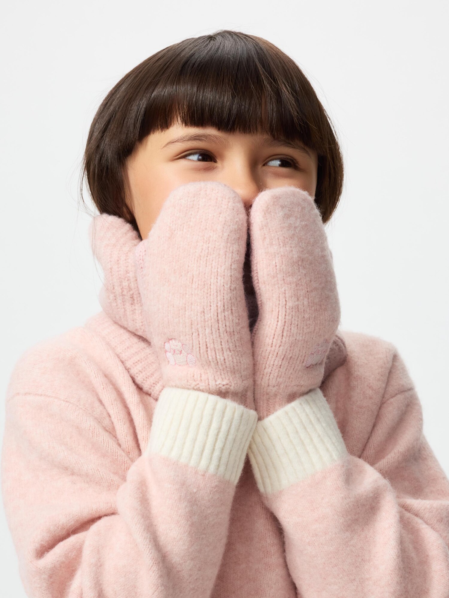 Детские вязаные перчатки-митенки KAWS с теплоизоляцией Heattech