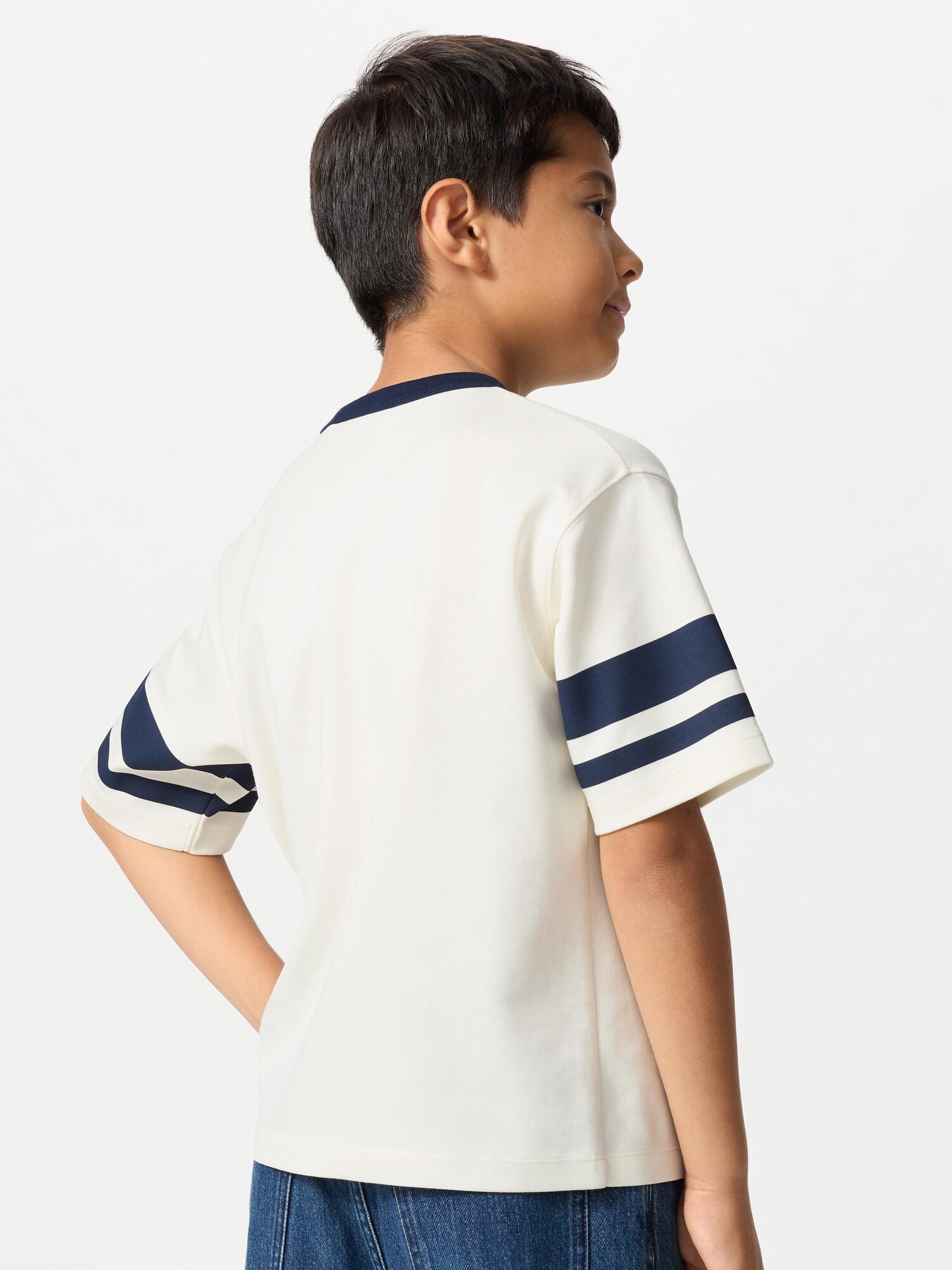 Детская футболка с круглым вырезом из хлопка AIRism с графическим принтом (линии)