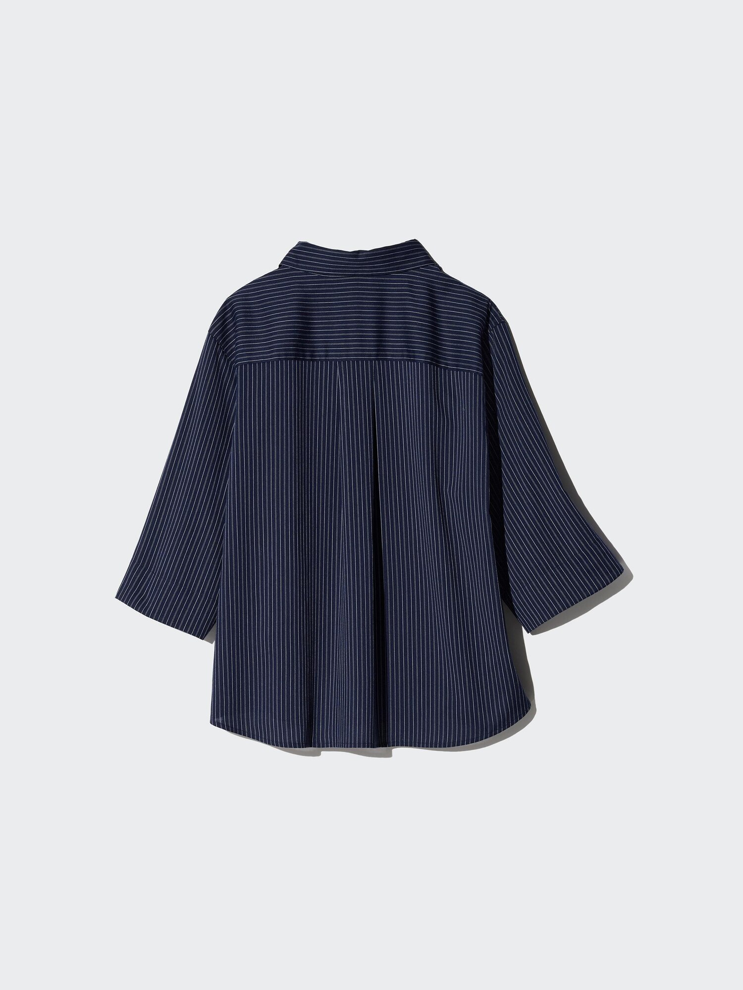 Блузка из вискозы с воротником-стойкой в полоску (рукав 3/4)