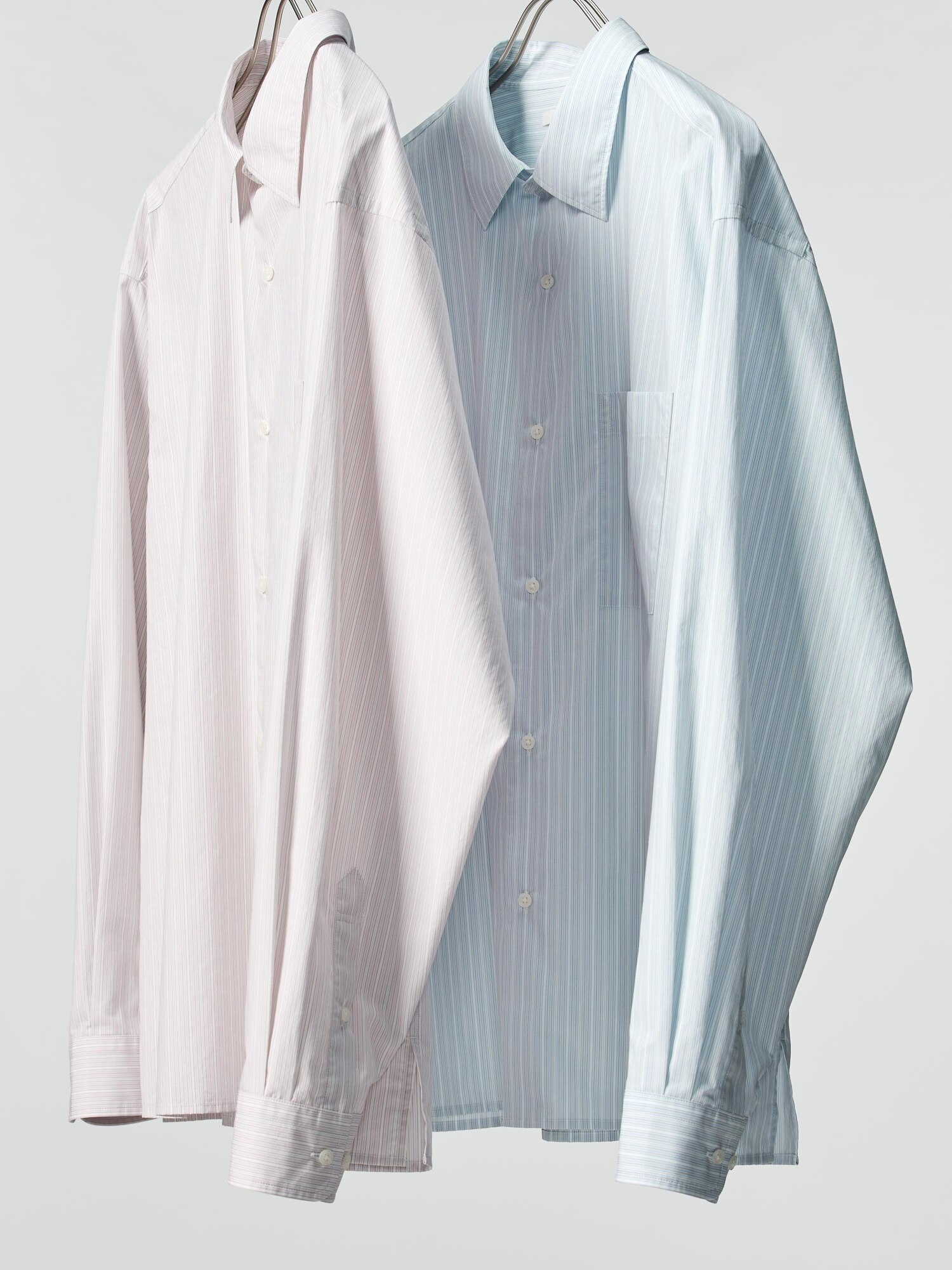 Широкая рубашка оверсайз из грубой ткани (с полосками) A