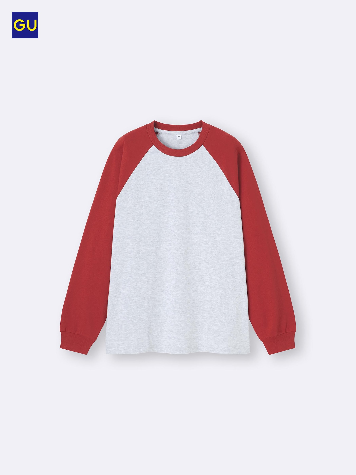 GU тяжелая хлопковая футболка с круглым вырезом (длинные рукава) реглан
