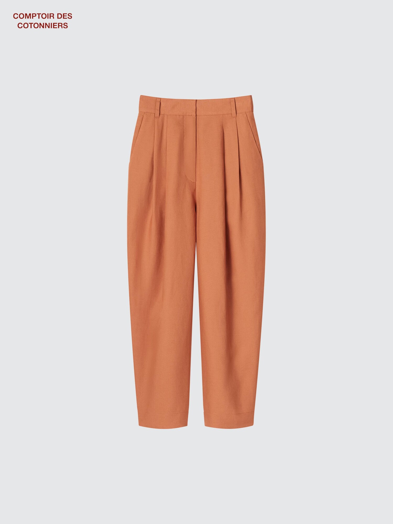 Плиссированные зауженные брюки из льняной смеси Lyocell