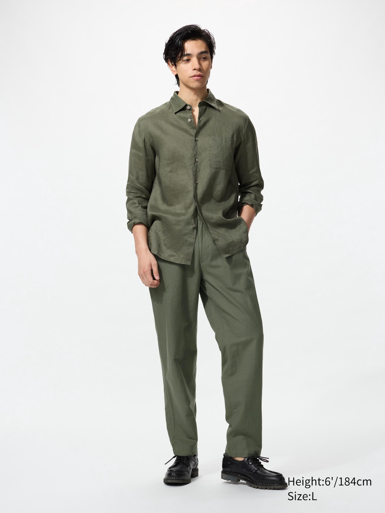 Брюки свободного кроя из льняной смеси