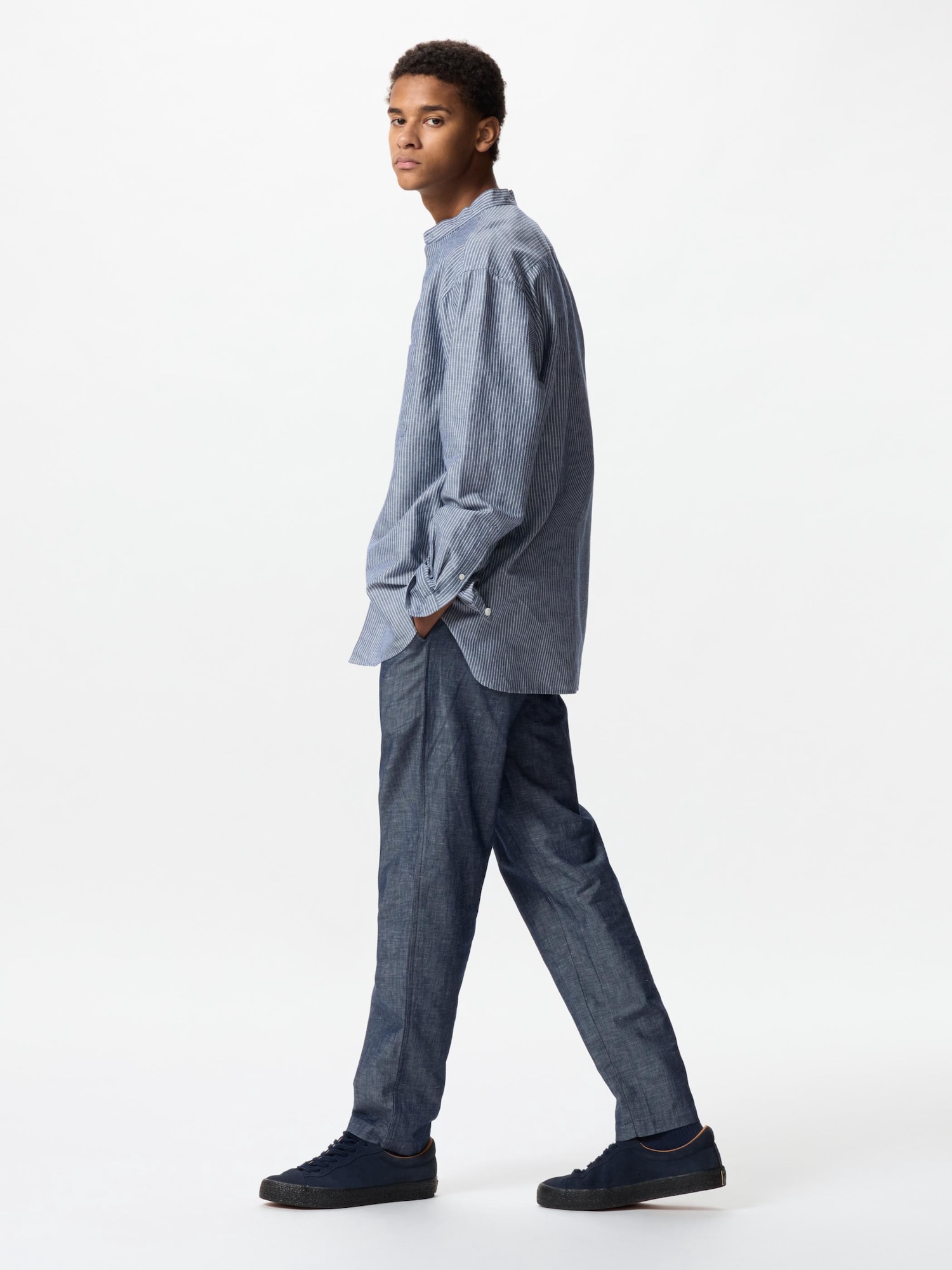 Брюки свободного кроя из льняной смеси