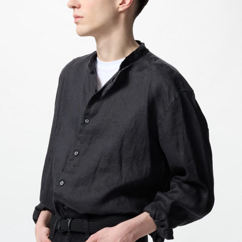 Рубашка из 100% высококачественного льна (воротник-стойка)