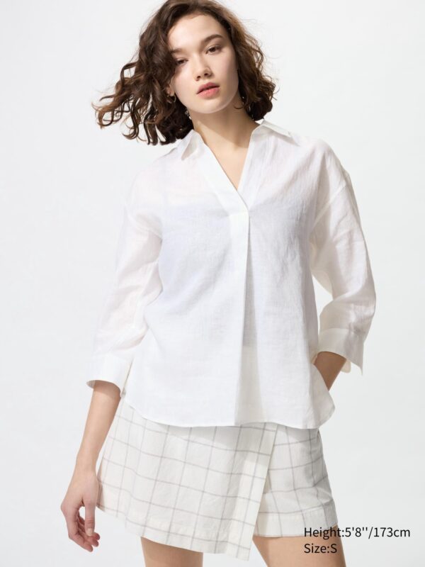 Рубашка с воротником "Шкипер" из 100% высококачественного льна (рукав 3/4)