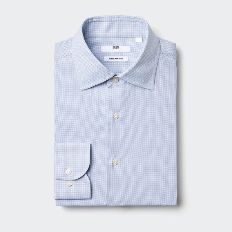 Рубашка обычного покроя, не поддающаяся глажению (отложной воротник, клетка)