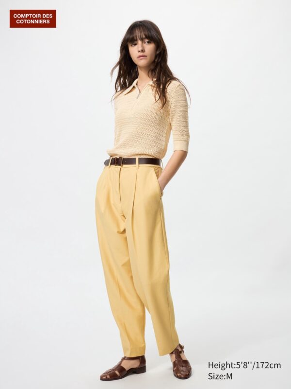 Брюки из саржевого джерси в складку, зауженные к щиколоткам