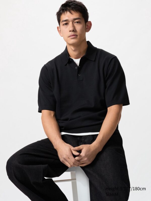 Трикотажный джемпер поло, который можно стирать (с коротким рукавом)