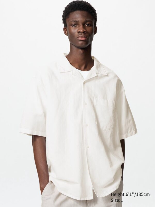 Хлопчатобумажная льняная рубашка (с коротким рукавом)