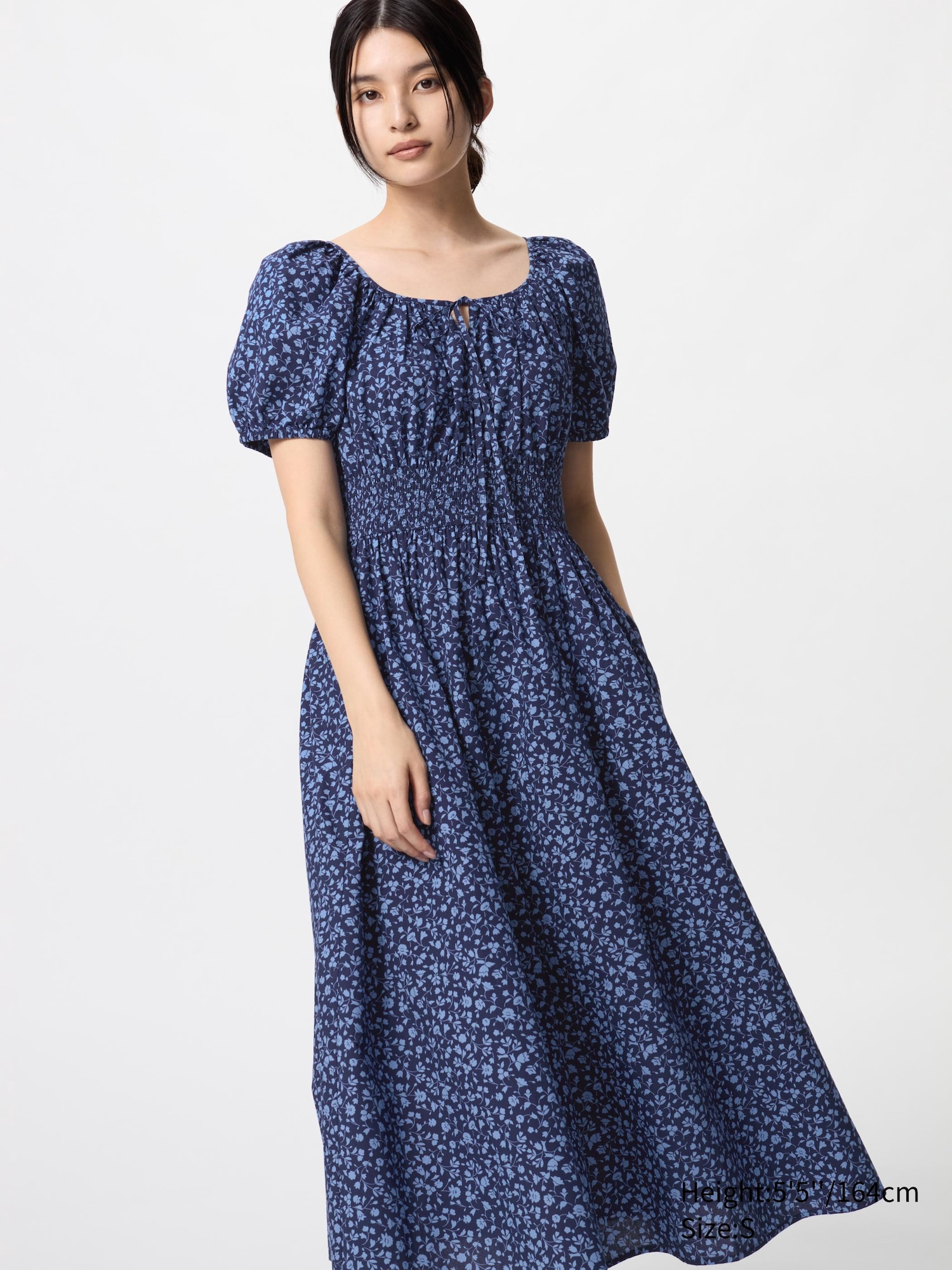 Платье с объемным рукавом (короткий рукав, принт)