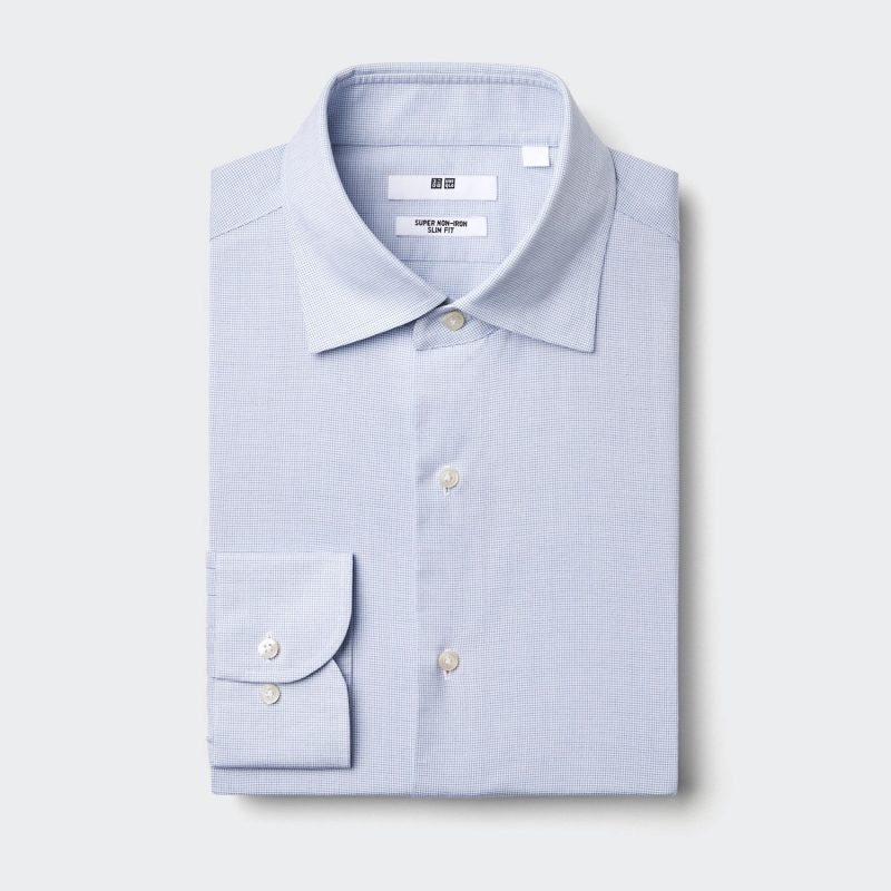 Рубашка приталенного покроя Super Non-Iron (отложной воротник, клетка)