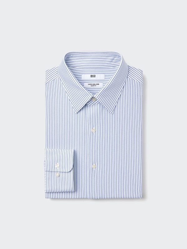 Рубашка приталенного кроя из сверхпрочного трикотажа (обычный воротник, полоска)