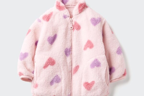 Детская пушистая флисовая куртка на молнии (с принтом)