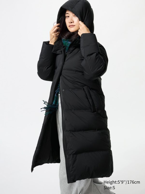 Длинное бесшовное пуховое пальто