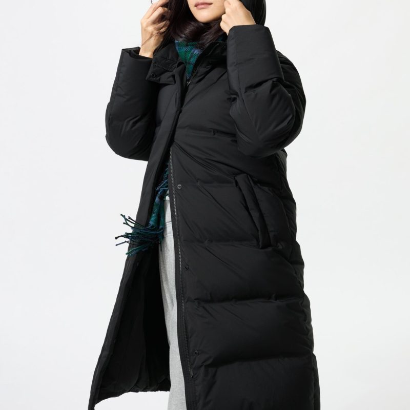 Длинное бесшовное пуховое пальто