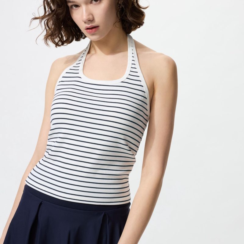 Топ-бюстгальтер на бретельках с открытой спиной (в полоску)