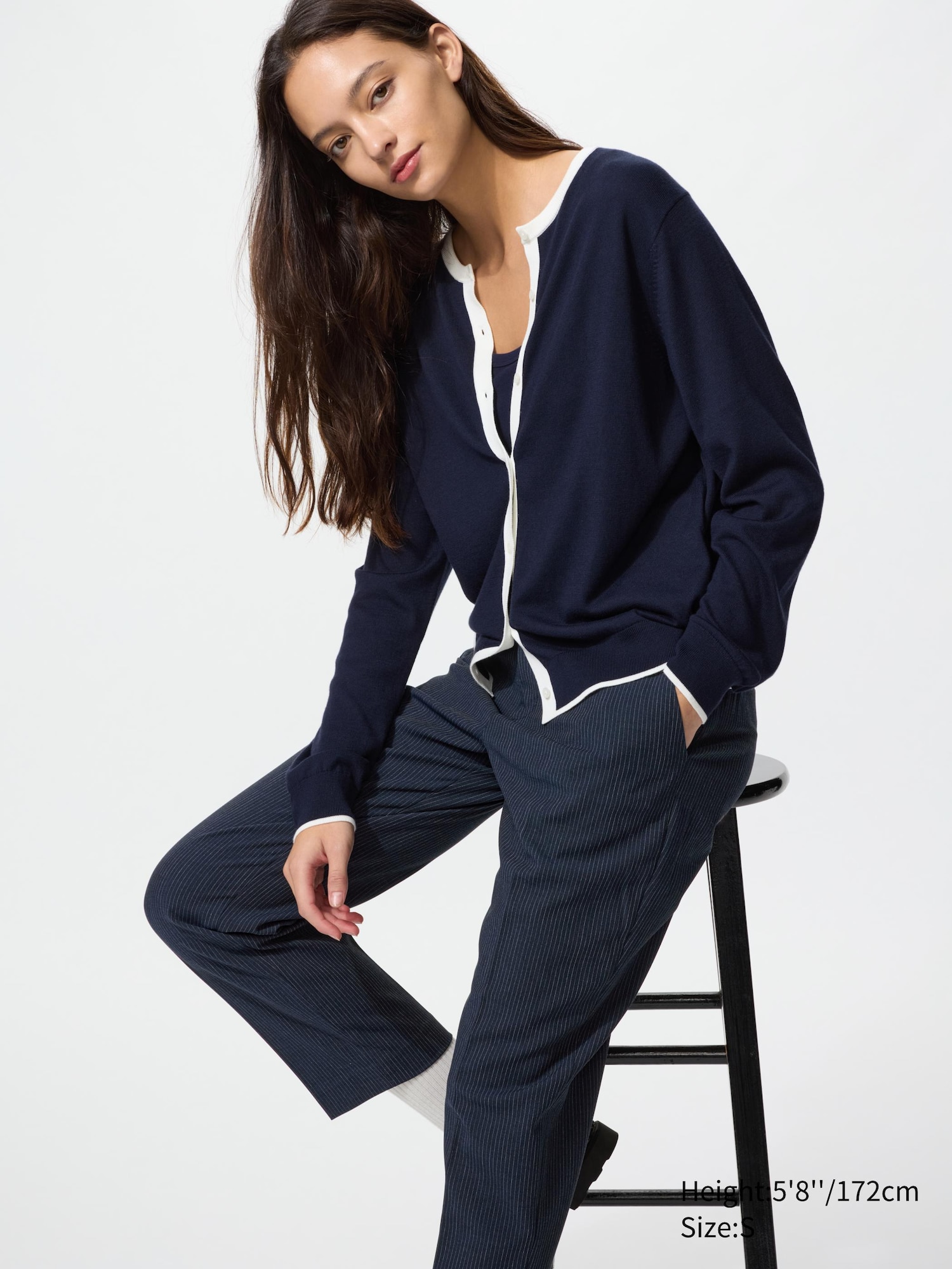 Элегантные брюки до щиколоток (в полоску, удлиненные)