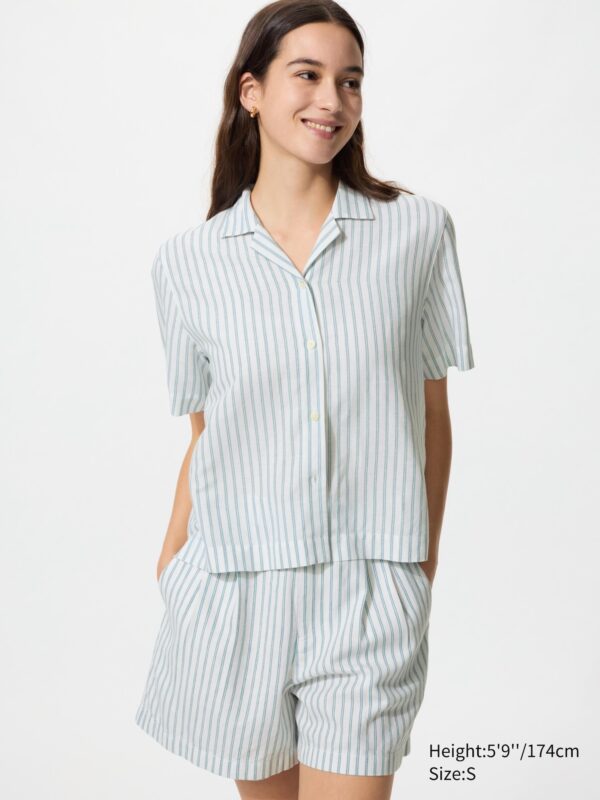 Льняные хлопчатобумажные шорты (в полоску)