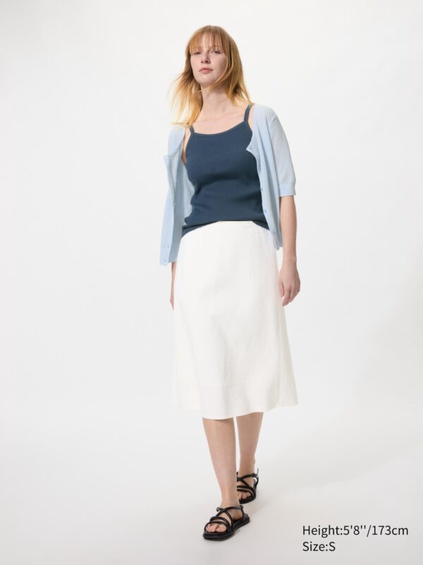 Узкая юбка миди из льняной смеси