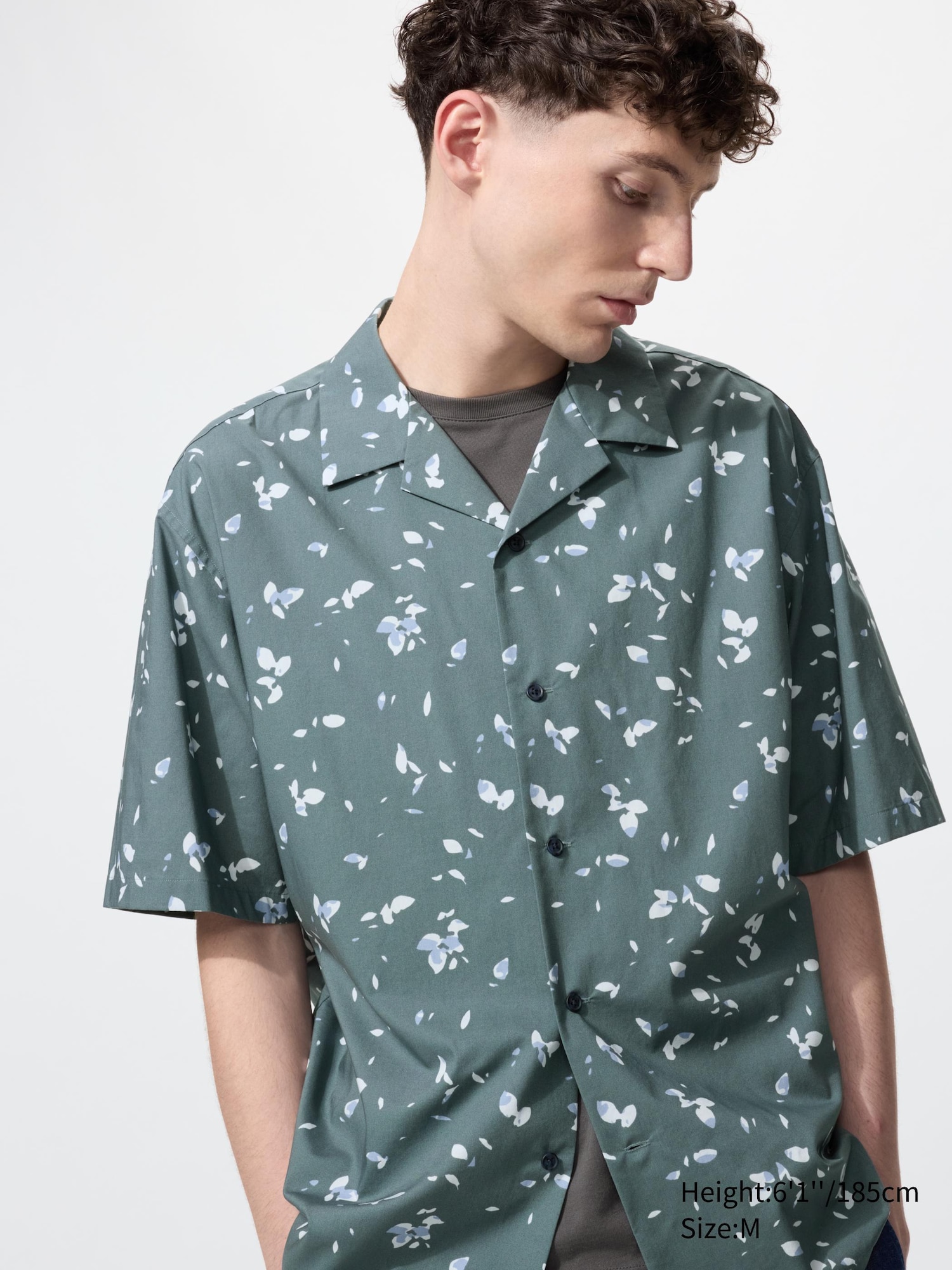 Рубашка с открытым воротом (короткий рукав, принт)