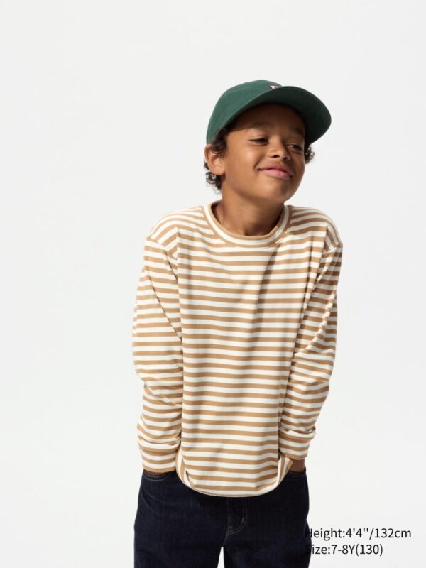 Флисовая футболка с имитацией шеи (длинный рукав, полоска)