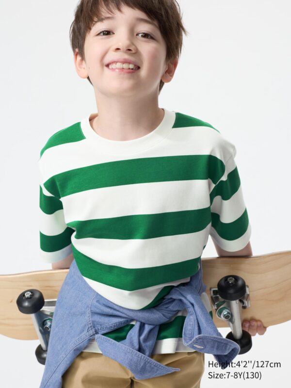 Хлопковая футболка AIRism с круглым вырезом горловины (в полоску)