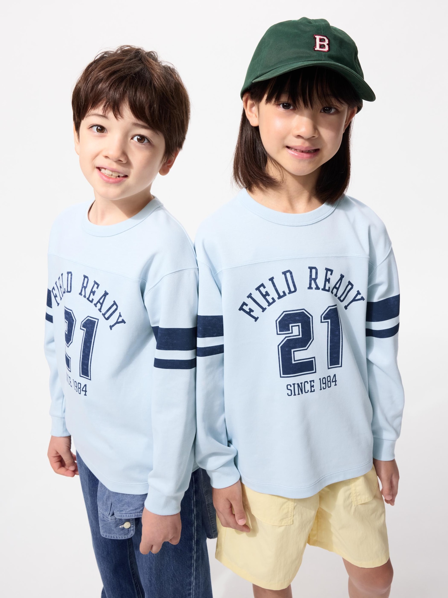 Хлопковая футболка AIRism с круглым вырезом горловины (графический рисунок, длинный рукав)