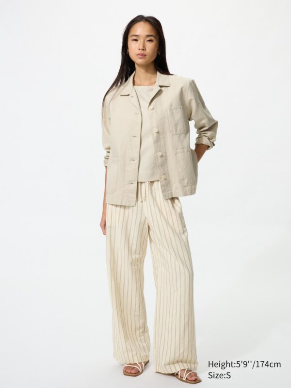 Легкие брюки из льняной смеси (в полоску)